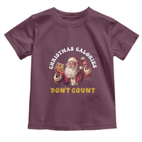 Funny Christmas Santa Toddler T Shirt Xmas Calories Don't Count Pizza Wine