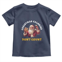 Funny Christmas Santa Toddler T Shirt Xmas Calories Don't Count Pizza Wine
