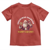 Funny Christmas Santa Toddler T Shirt Xmas Calories Don't Count Pizza Wine