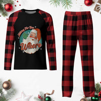 Funny Xmas Retro Santa Plaid Pajama Set Nothing For You Whore - Wonder Print Shop