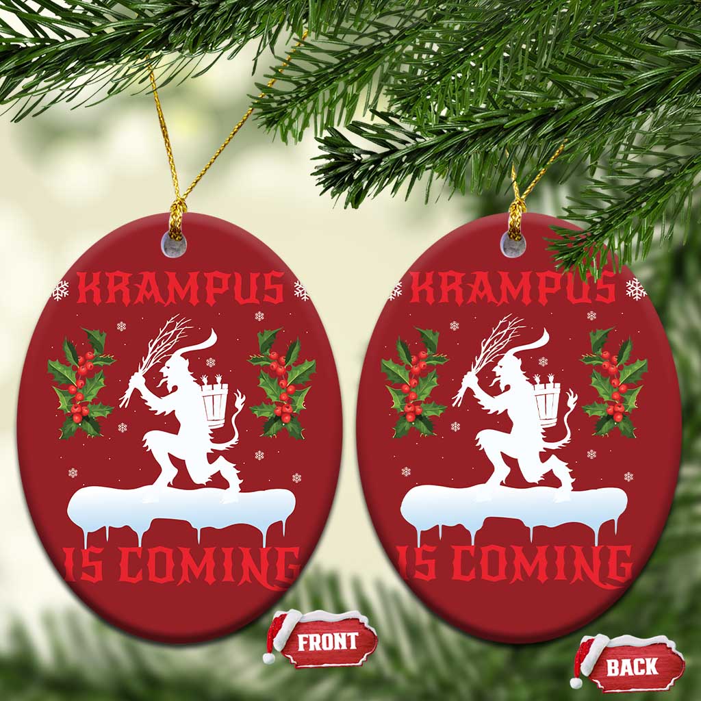 Funny Xmas Yule Krampus Is Coming Mistletoe Christmas Ornament - Wonder Print Shop