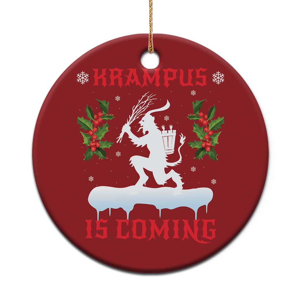 Funny Xmas Yule Krampus Is Coming Mistletoe Christmas Ornament - Wonder Print Shop