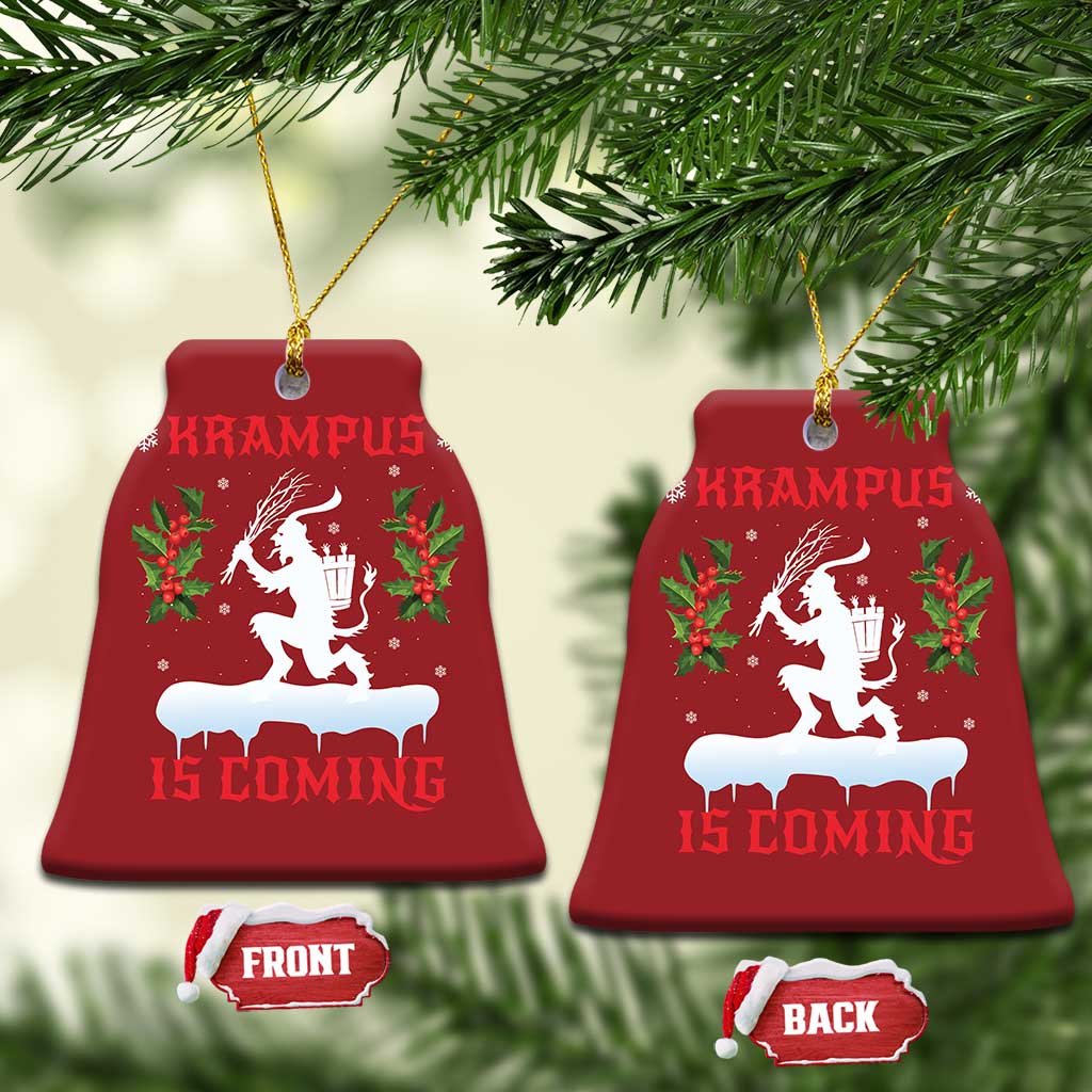 Funny Xmas Yule Krampus Is Coming Mistletoe Christmas Ornament - Wonder Print Shop