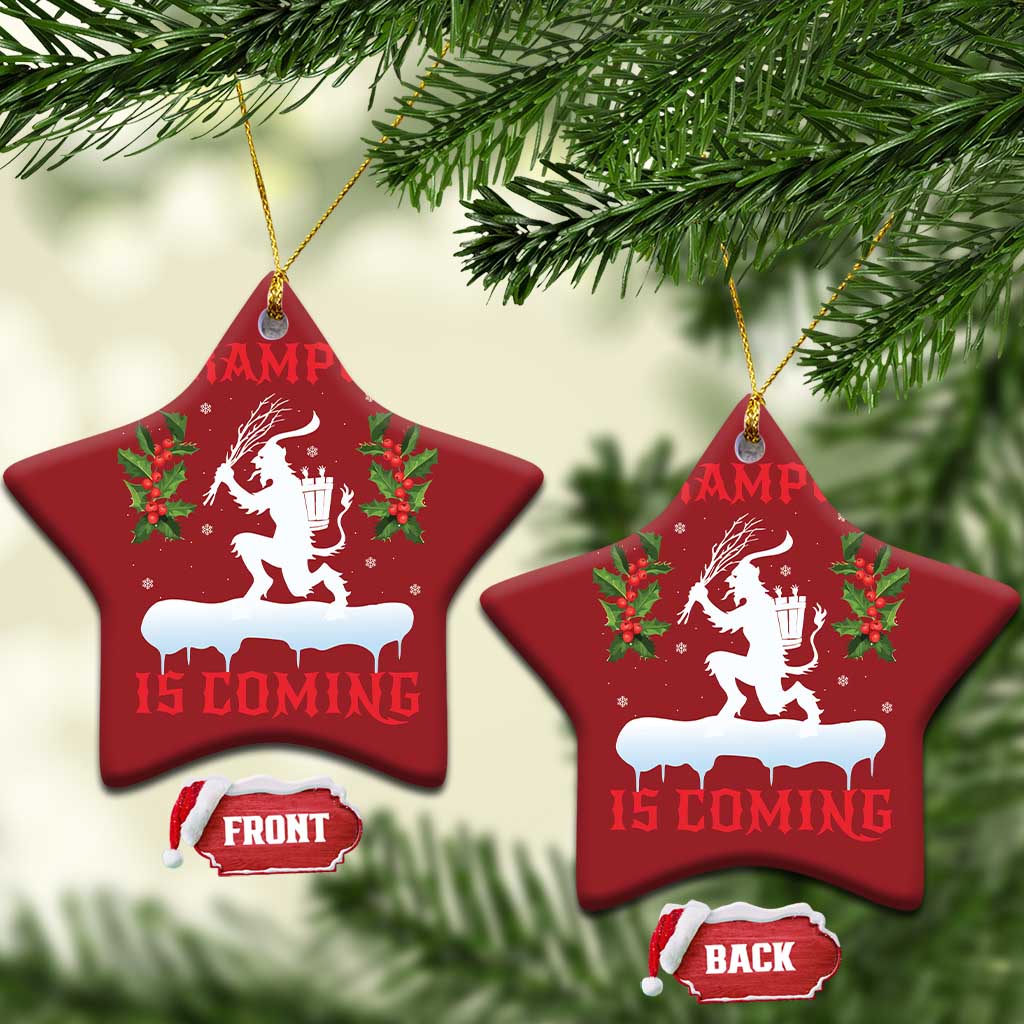 Funny Xmas Yule Krampus Is Coming Mistletoe Christmas Ornament - Wonder Print Shop