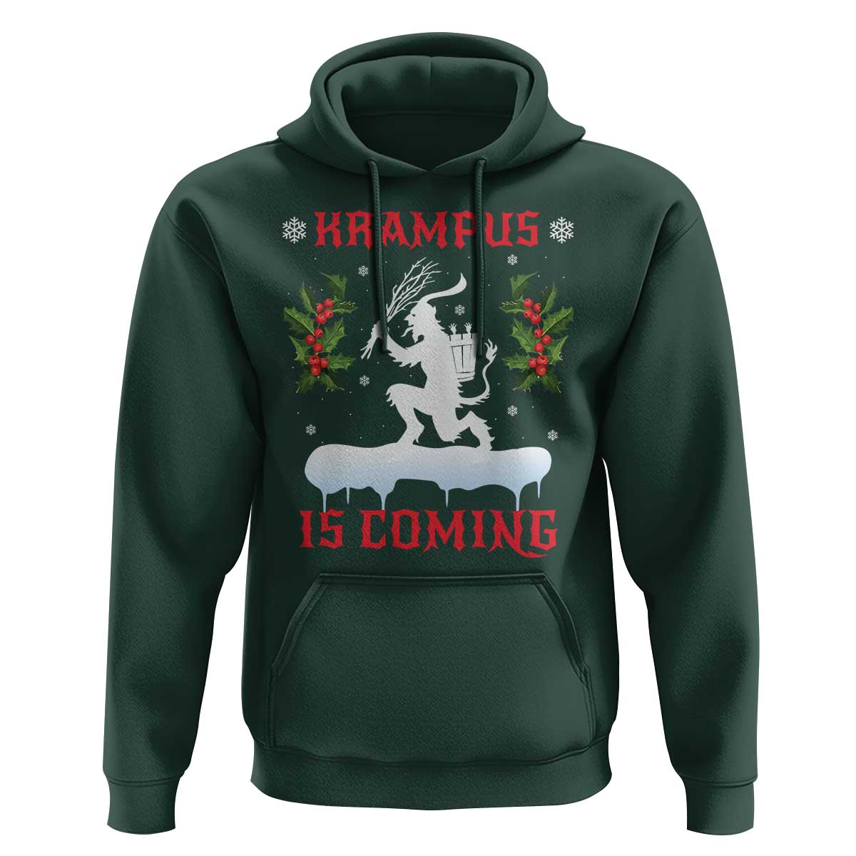 Funny Christmas Yule Krampus Is Coming Mistletoe Hoodie