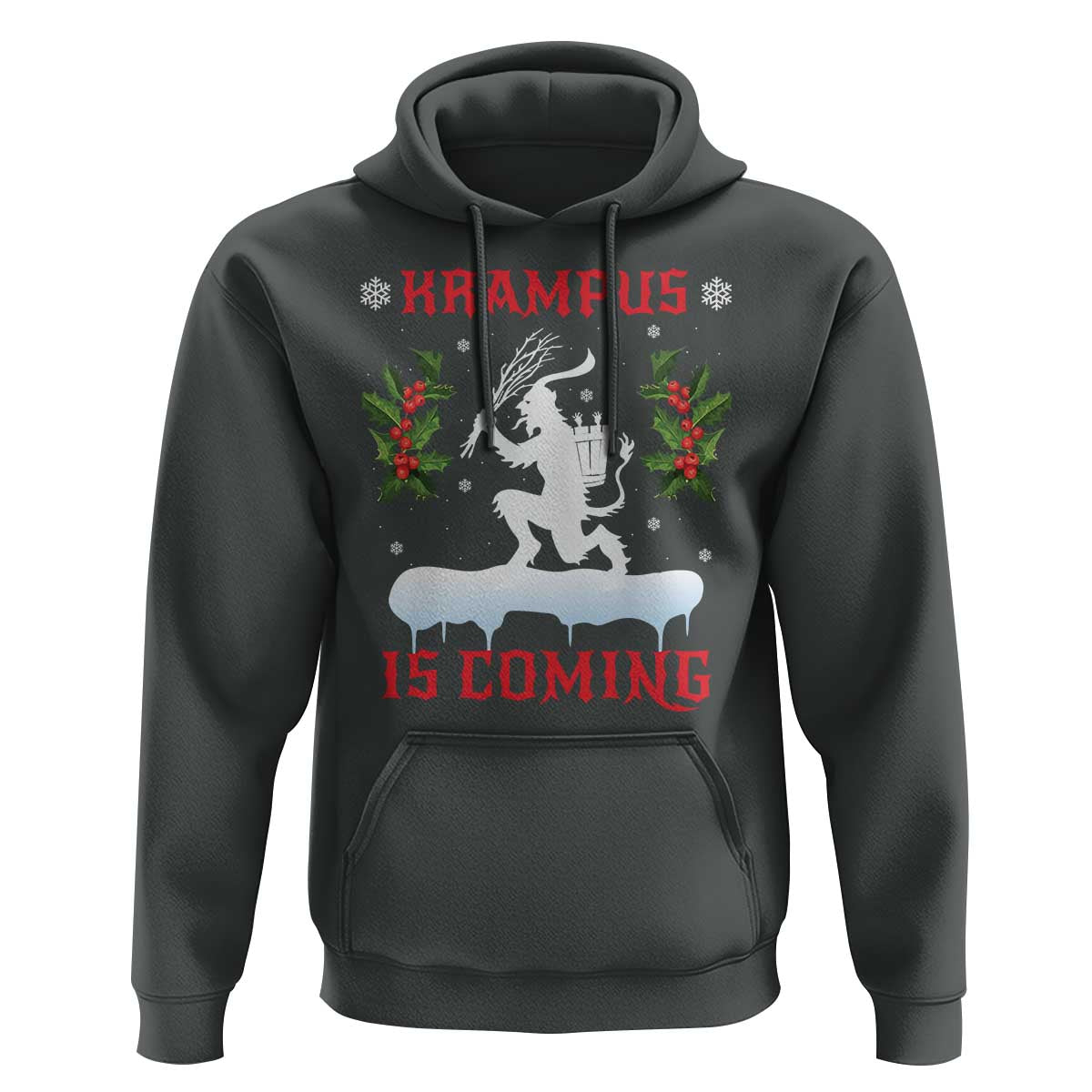 Funny Christmas Yule Krampus Is Coming Mistletoe Hoodie