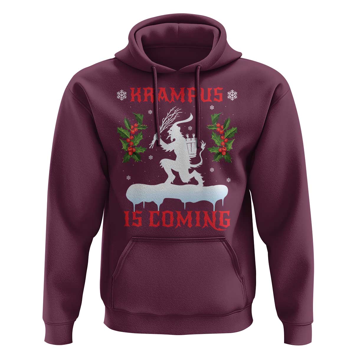 Funny Christmas Yule Krampus Is Coming Mistletoe Hoodie