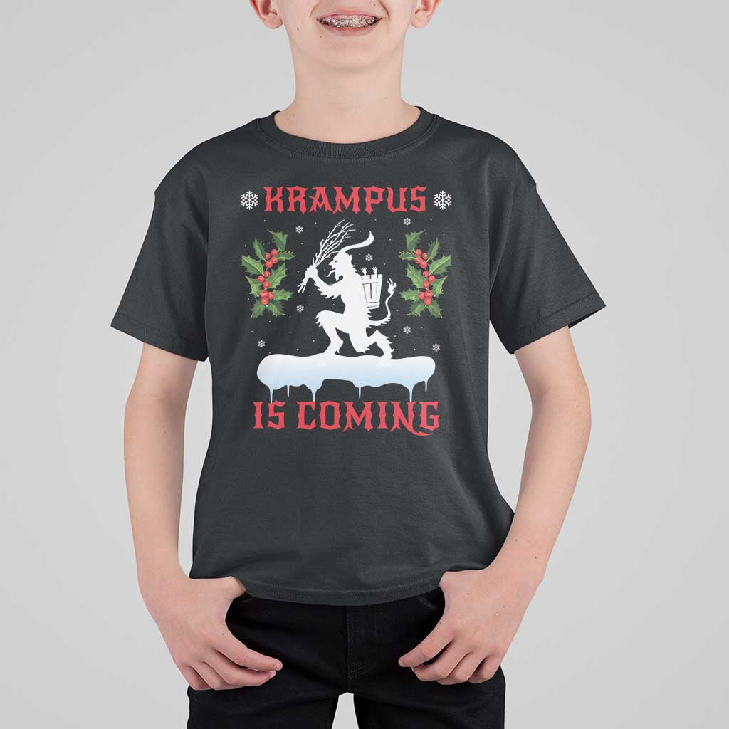 Funny Christmas Yule Krampus Is Coming Mistletoe T Shirt For Kid - Wonder Print Shop