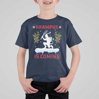 Funny Christmas Yule Krampus Is Coming Mistletoe T Shirt For Kid - Wonder Print Shop