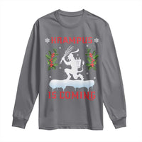 Funny Christmas Yule Krampus Is Coming Mistletoe Long Sleeve Shirt