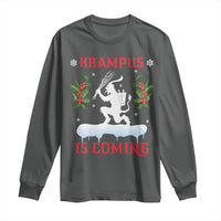 Funny Christmas Yule Krampus Is Coming Mistletoe Long Sleeve Shirt
