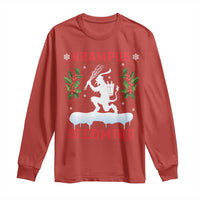 Funny Christmas Yule Krampus Is Coming Mistletoe Long Sleeve Shirt