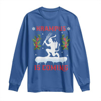 Funny Christmas Yule Krampus Is Coming Mistletoe Long Sleeve Shirt