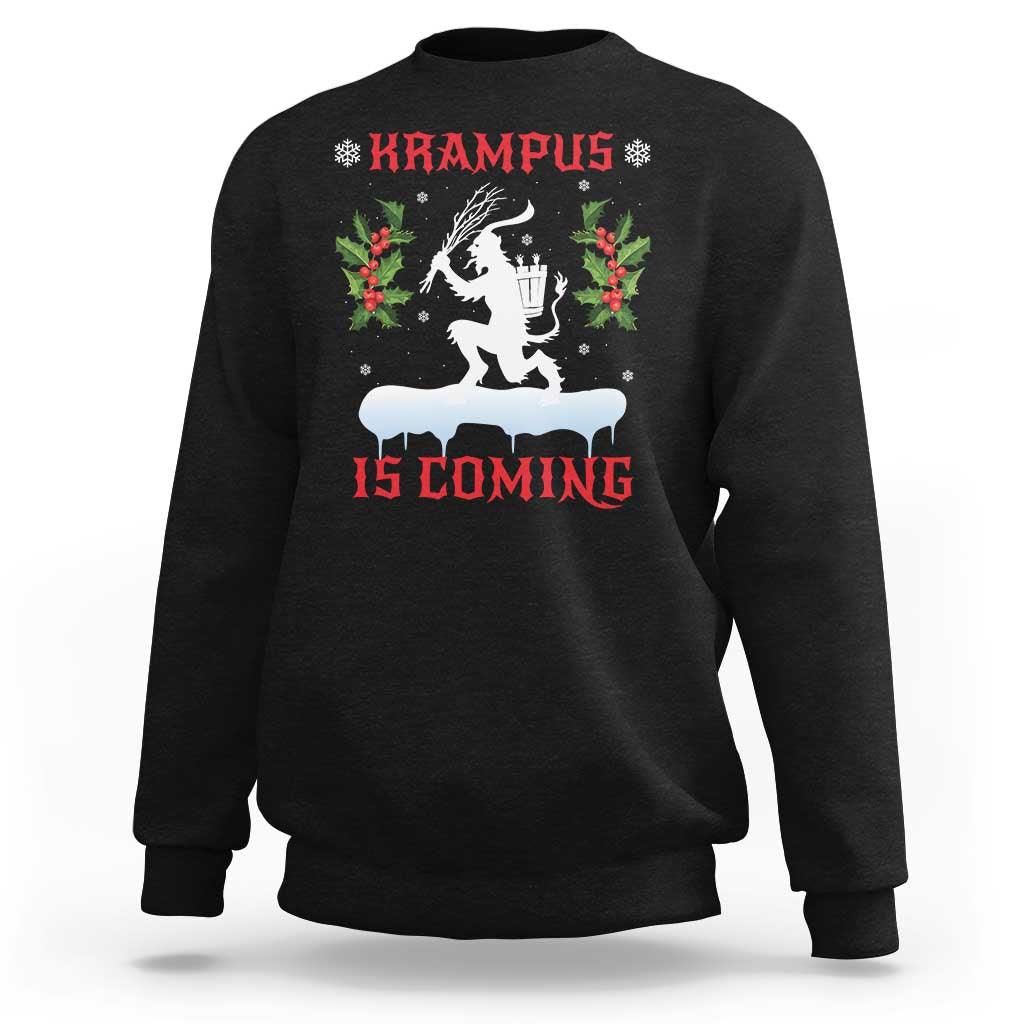 Funny Christmas Yule Krampus Is Coming Mistletoe Sweatshirt - Wonder Print Shop