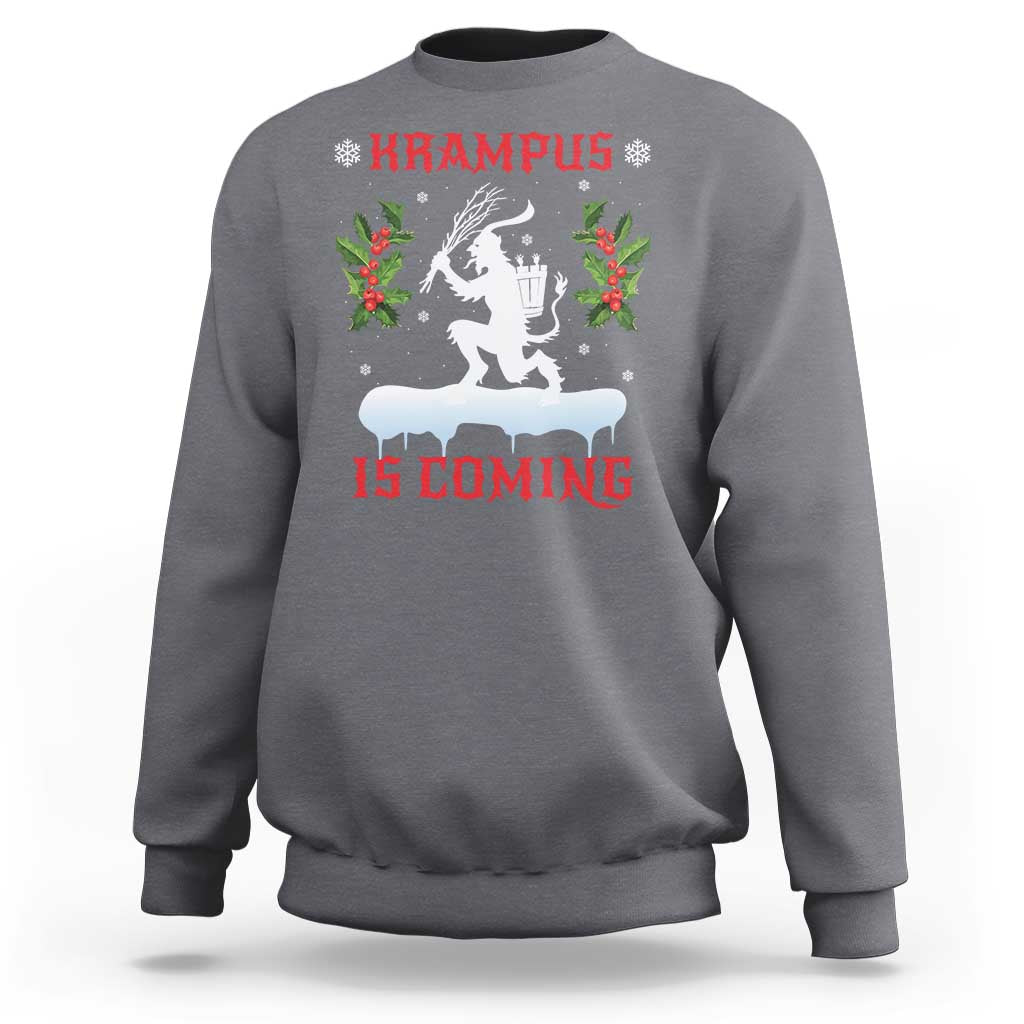 Funny Christmas Yule Krampus Is Coming Mistletoe Sweatshirt - Wonder Print Shop