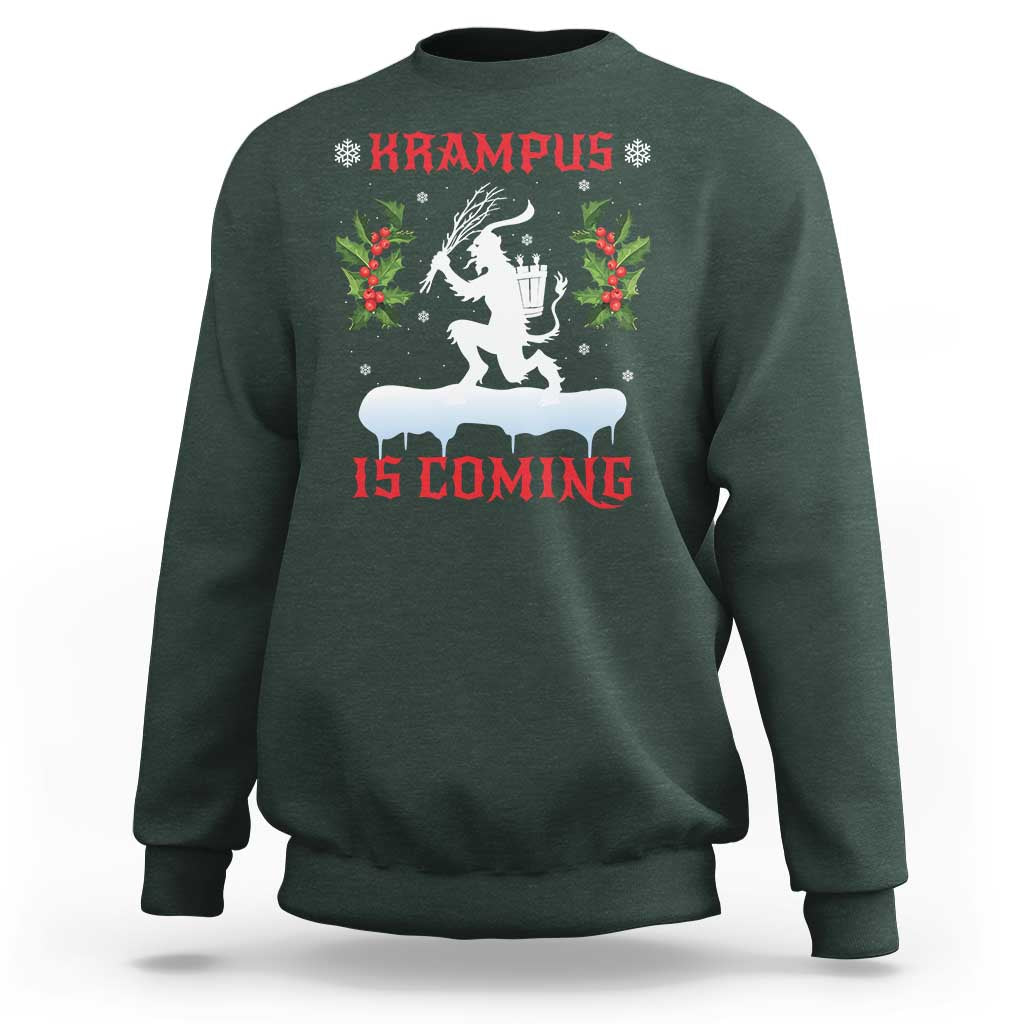 Funny Christmas Yule Krampus Is Coming Mistletoe Sweatshirt - Wonder Print Shop