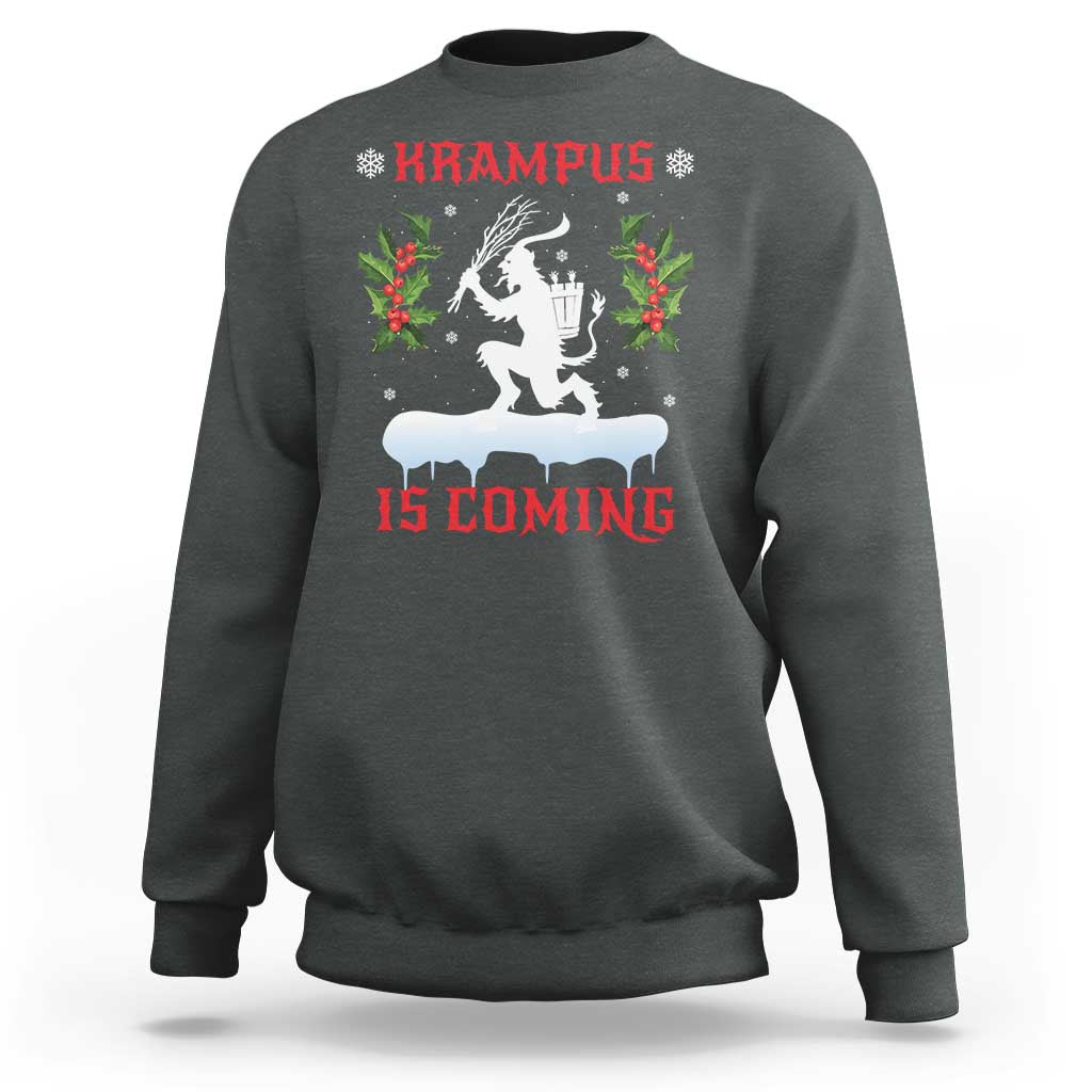 Funny Christmas Yule Krampus Is Coming Mistletoe Sweatshirt - Wonder Print Shop