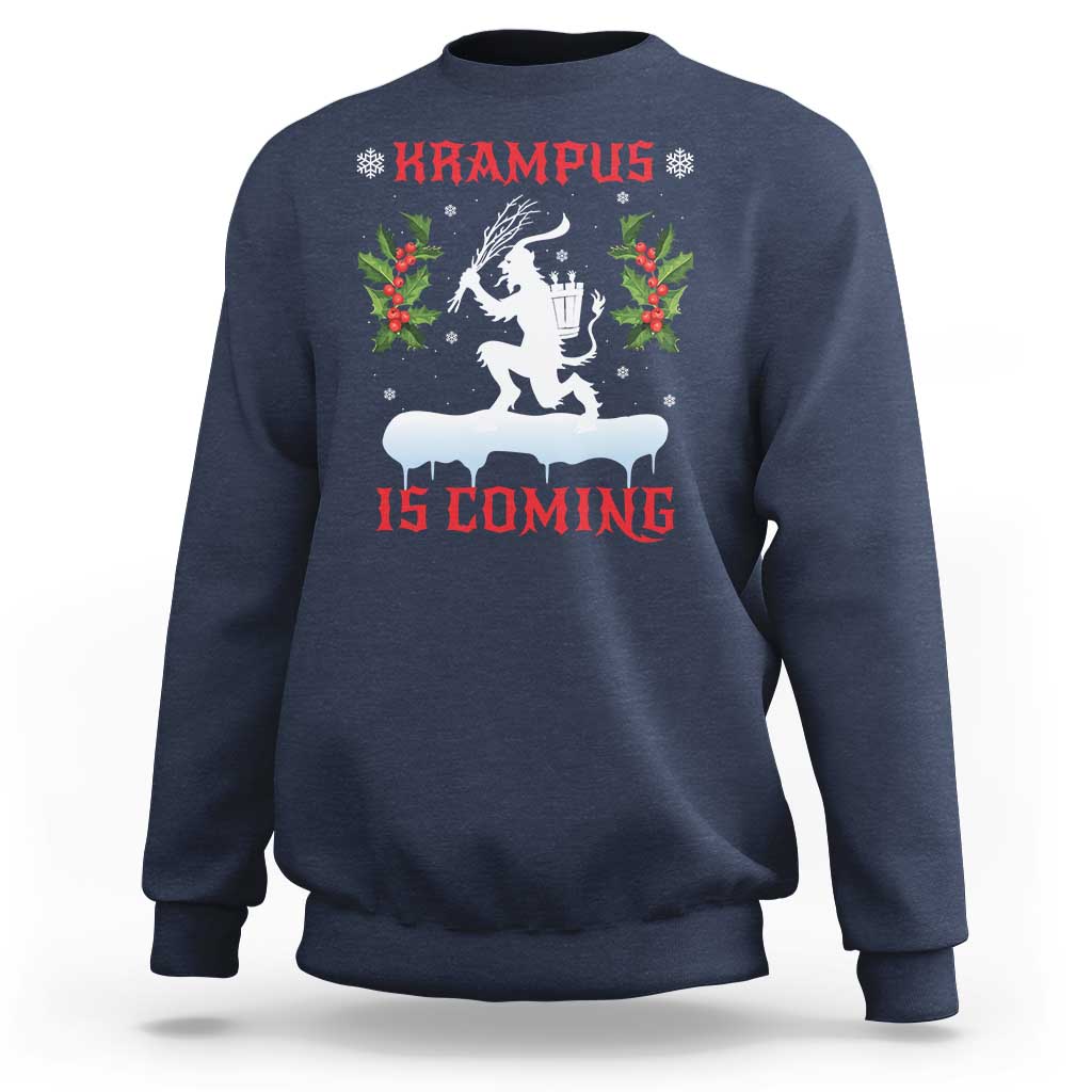 Funny Christmas Yule Krampus Is Coming Mistletoe Sweatshirt - Wonder Print Shop