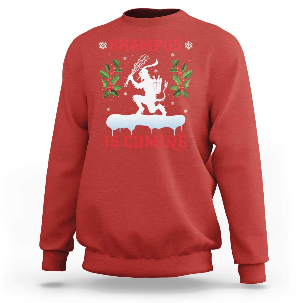 Funny Christmas Yule Krampus Is Coming Mistletoe Sweatshirt - Wonder Print Shop