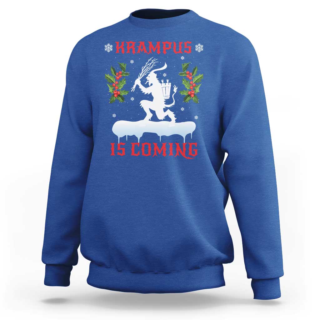 Funny Christmas Yule Krampus Is Coming Mistletoe Sweatshirt - Wonder Print Shop