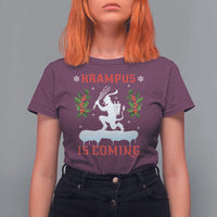 Funny Christmas Yule Krampus Is Coming Mistletoe T Shirt For Women - Wonder Print Shop
