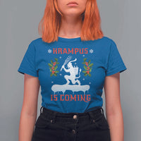 Funny Christmas Yule Krampus Is Coming Mistletoe T Shirt For Women - Wonder Print Shop
