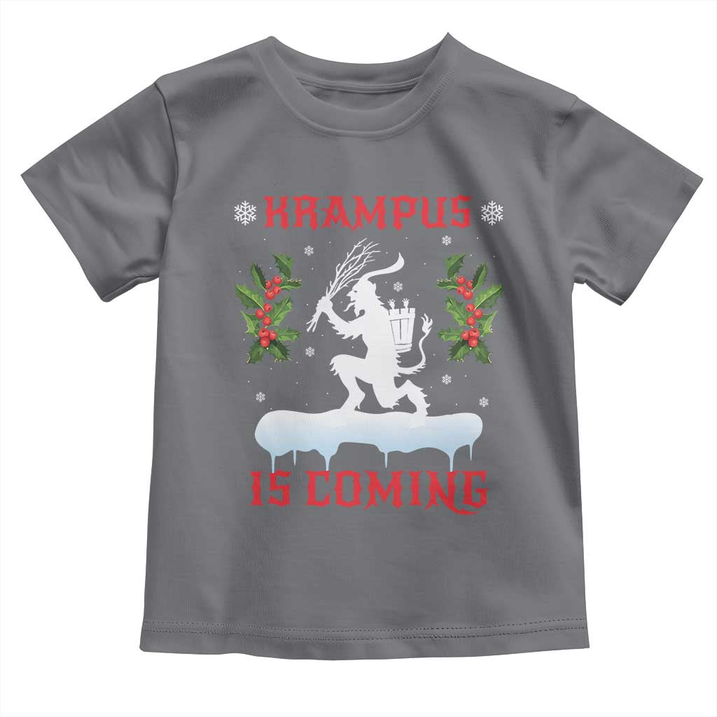Funny Christmas Yule Krampus Is Coming Mistletoe Toddler T Shirt