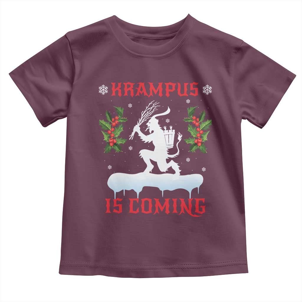 Funny Christmas Yule Krampus Is Coming Mistletoe Toddler T Shirt