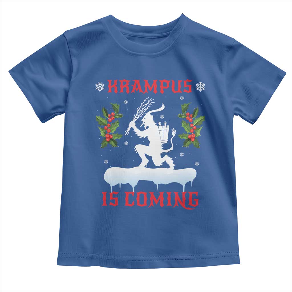 Funny Christmas Yule Krampus Is Coming Mistletoe Toddler T Shirt