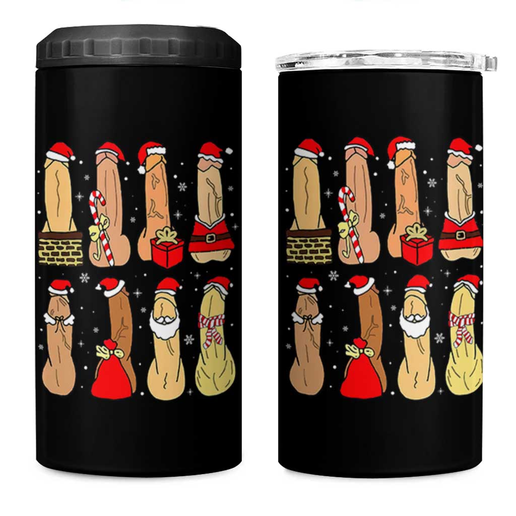 Funny Naughty Christmas Dirty Santa Hat Xmas Adult Humor 4 in 1 Can Cooler Tumbler - Wonder Print Shop