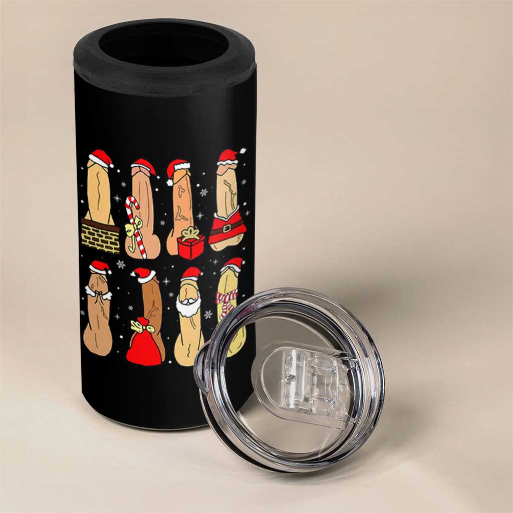 Funny Naughty Christmas Dirty Santa Hat Xmas Adult Humor 4 in 1 Can Cooler Tumbler - Wonder Print Shop