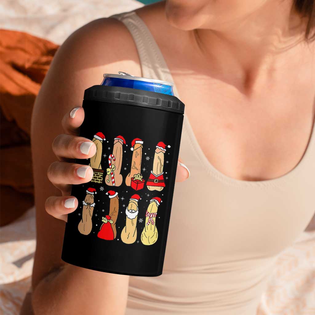 Funny Naughty Christmas Dirty Santa Hat Xmas Adult Humor 4 in 1 Can Cooler Tumbler - Wonder Print Shop