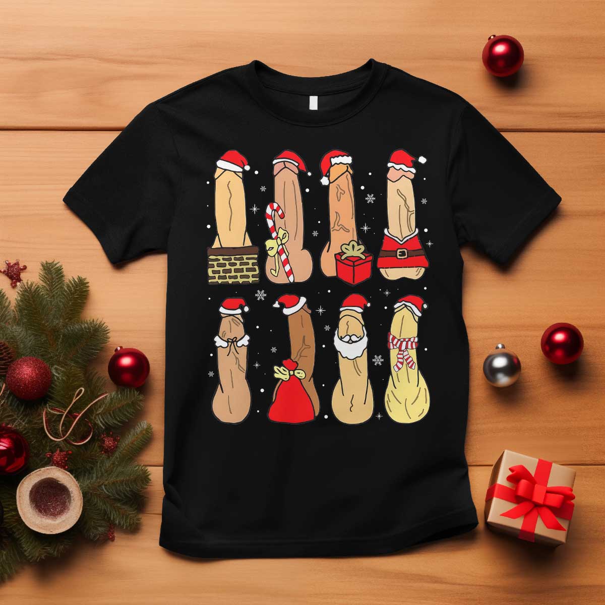 Funny Naughty Christmas Dirty Santa Hat Xmas Adult Humor T Shirt - Wonder Print Shop