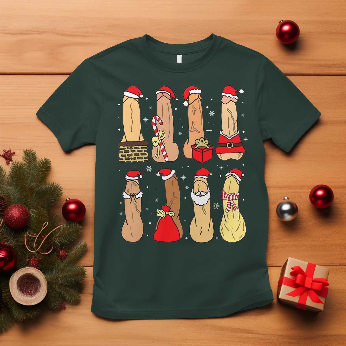Funny Naughty Christmas Dirty Santa Hat Xmas Adult Humor T Shirt - Wonder Print Shop