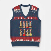 Funny Naughty Xmas Dirty Santa Hat Xmas Adult Humor V-Neck Knit Sweater Vest - Wonder Print Shop