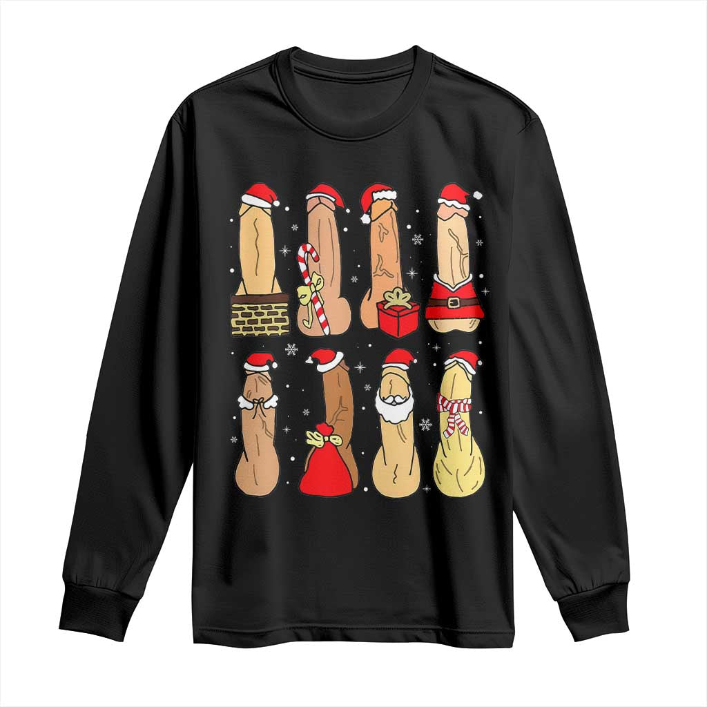 Funny Naughty Christmas Dirty Santa Hat Xmas Adult Humor Long Sleeve Shirt - Wonder Print Shop