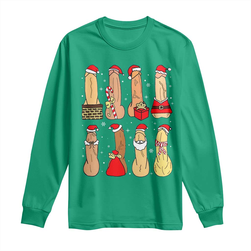 Funny Naughty Christmas Dirty Santa Hat Xmas Adult Humor Long Sleeve Shirt - Wonder Print Shop
