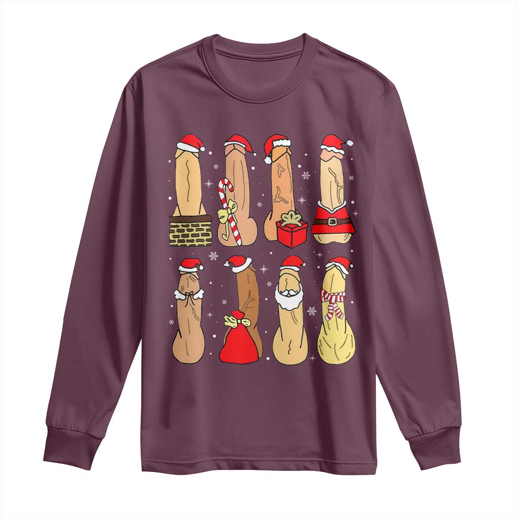 Funny Naughty Christmas Dirty Santa Hat Xmas Adult Humor Long Sleeve Shirt - Wonder Print Shop