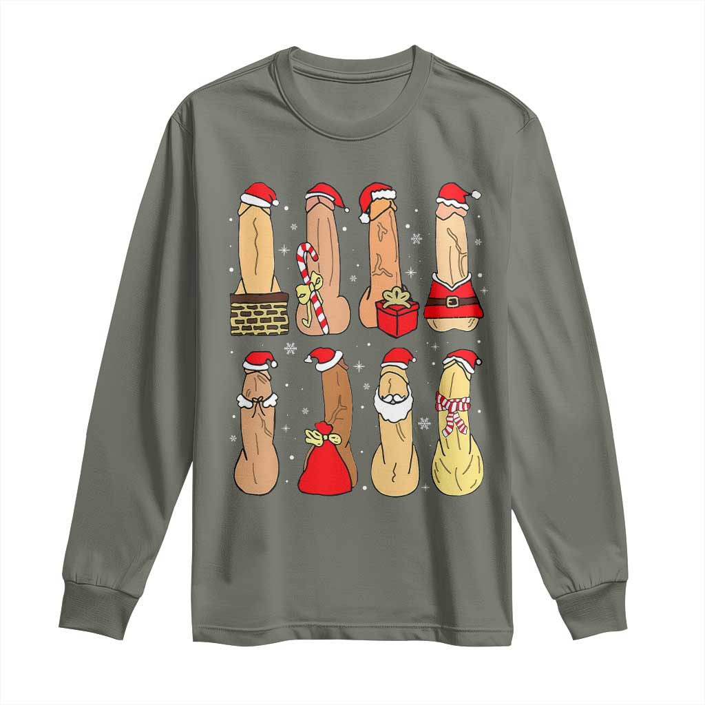 Funny Naughty Christmas Dirty Santa Hat Xmas Adult Humor Long Sleeve Shirt - Wonder Print Shop