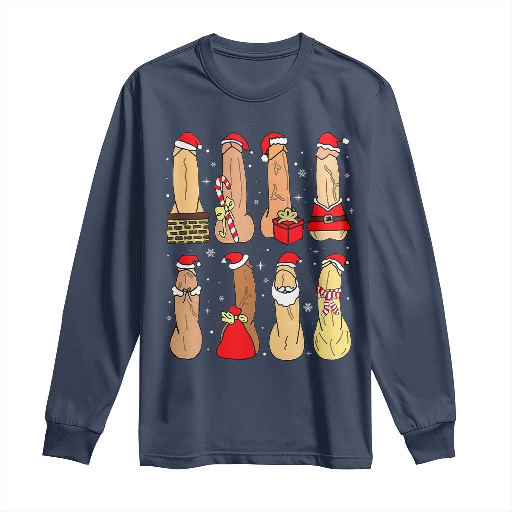 Funny Naughty Christmas Dirty Santa Hat Xmas Adult Humor Long Sleeve Shirt - Wonder Print Shop