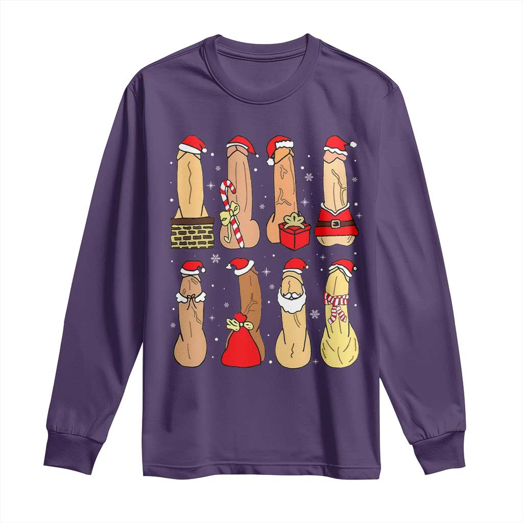 Funny Naughty Christmas Dirty Santa Hat Xmas Adult Humor Long Sleeve Shirt - Wonder Print Shop