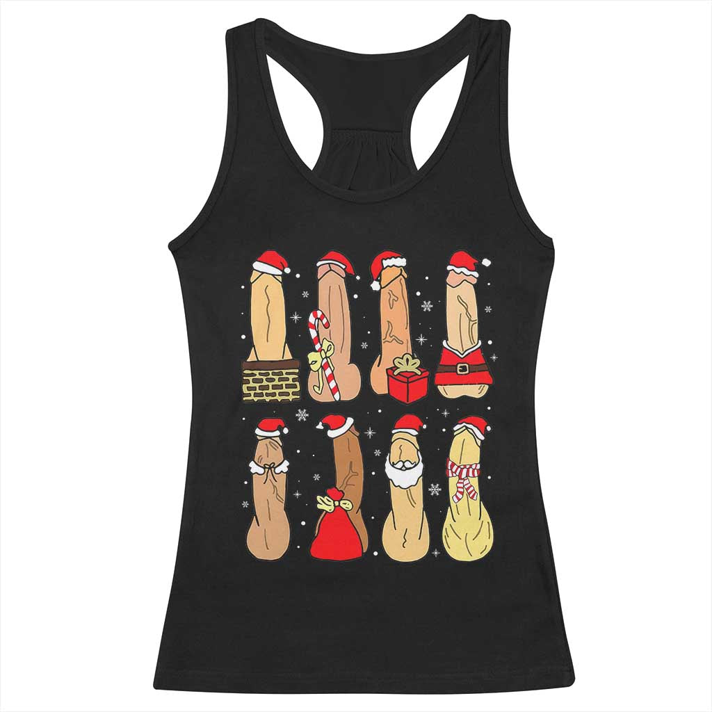 Funny Naughty Christmas Dirty Santa Hat Xmas Adult Humor Racerback Tank Top - Wonder Print Shop