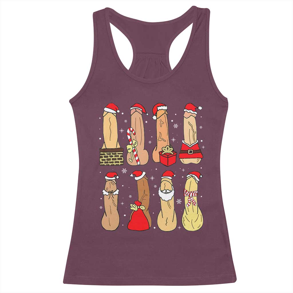 Funny Naughty Christmas Dirty Santa Hat Xmas Adult Humor Racerback Tank Top - Wonder Print Shop