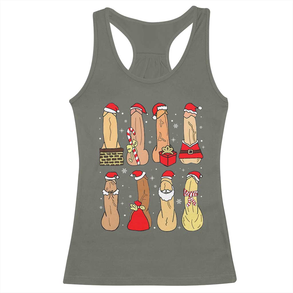 Funny Naughty Christmas Dirty Santa Hat Xmas Adult Humor Racerback Tank Top - Wonder Print Shop