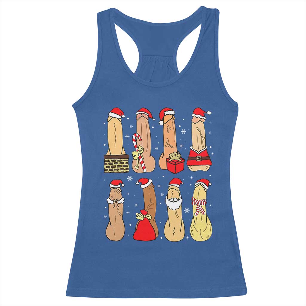 Funny Naughty Christmas Dirty Santa Hat Xmas Adult Humor Racerback Tank Top - Wonder Print Shop