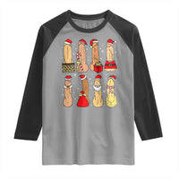 Funny Naughty Christmas Dirty Santa Hat Xmas Adult Humor Raglan Shirt - Wonder Print Shop