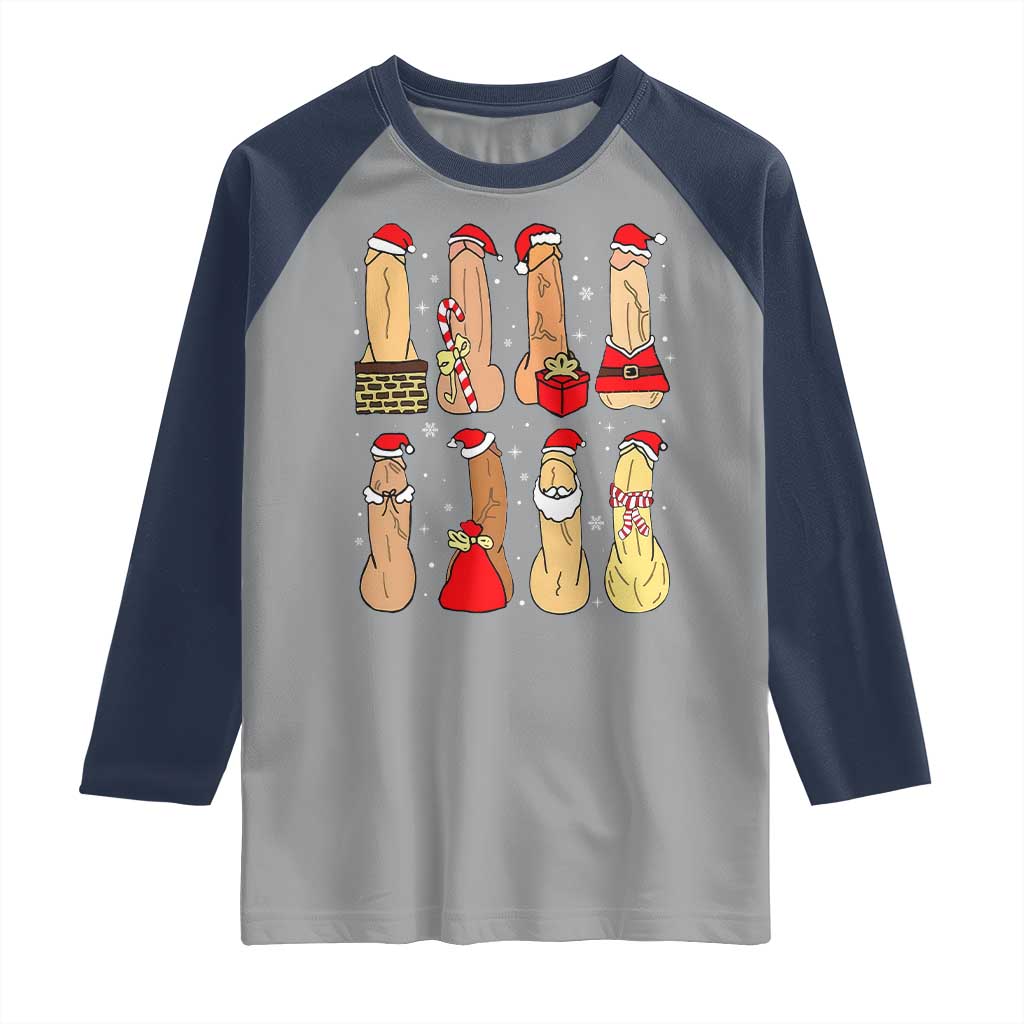 Funny Naughty Christmas Dirty Santa Hat Xmas Adult Humor Raglan Shirt - Wonder Print Shop