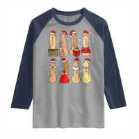 Funny Naughty Christmas Dirty Santa Hat Xmas Adult Humor Raglan Shirt - Wonder Print Shop