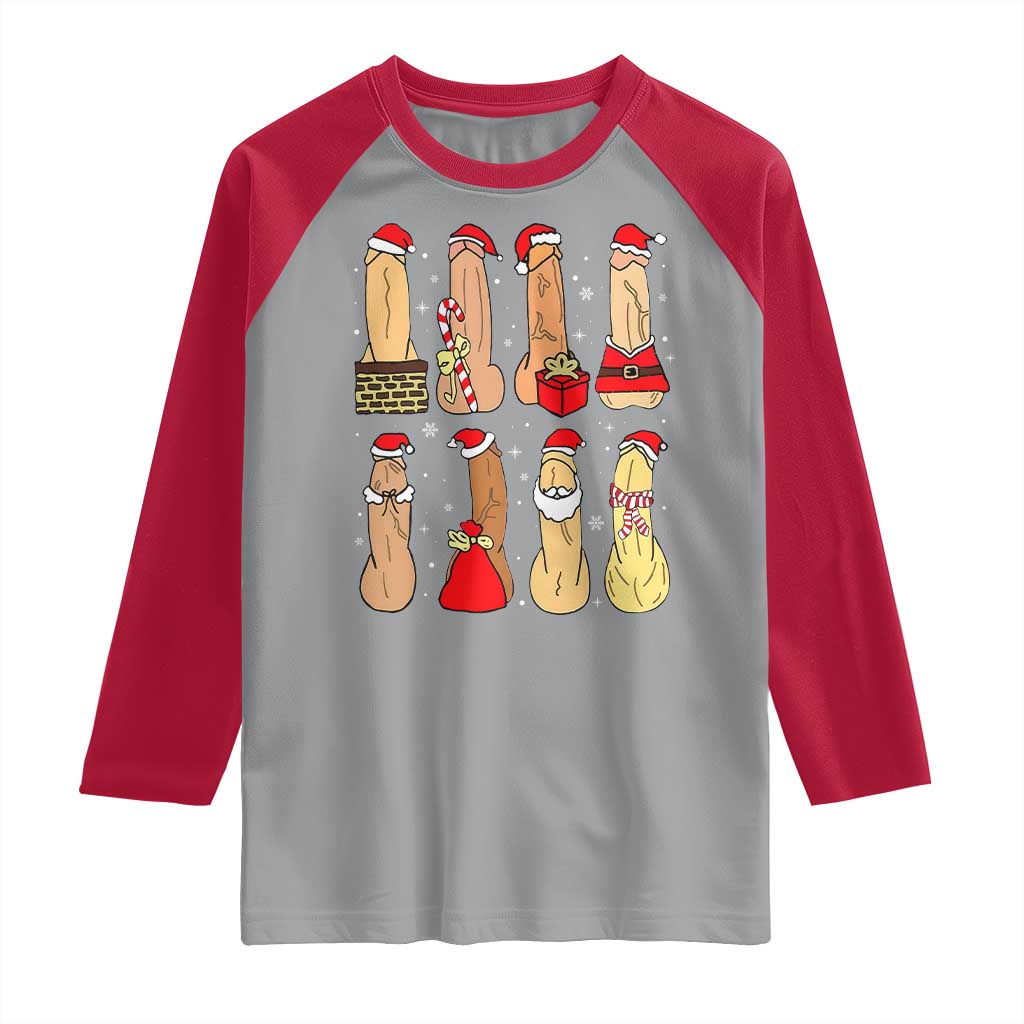 Funny Naughty Christmas Dirty Santa Hat Xmas Adult Humor Raglan Shirt - Wonder Print Shop