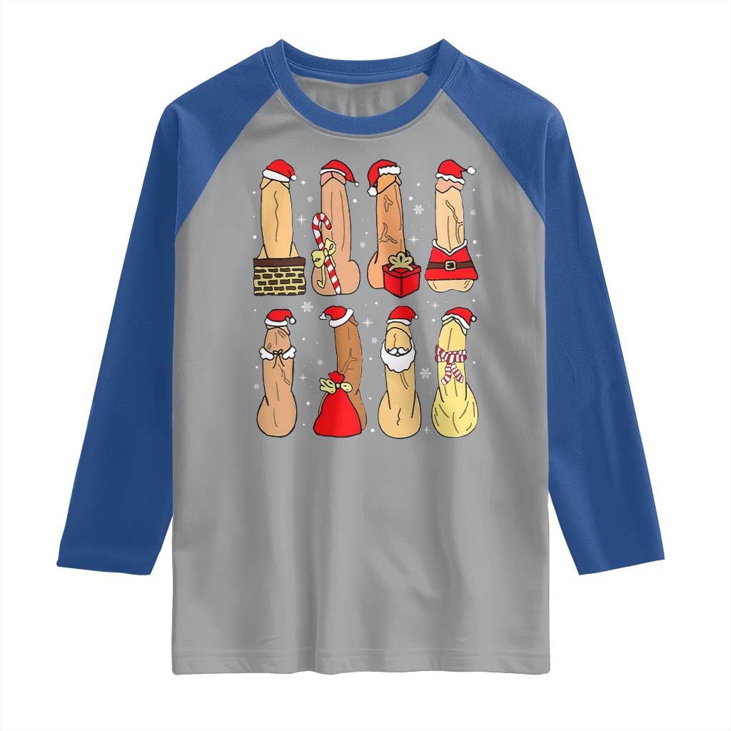 Funny Naughty Christmas Dirty Santa Hat Xmas Adult Humor Raglan Shirt - Wonder Print Shop